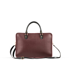 Women's luxury handbag, brown handbag purse, leather bag isolated on white background, simple and unique handbag ideas