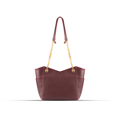 Women's luxury handbag, brown handbag purse, leather bag isolated on white background, simple and...