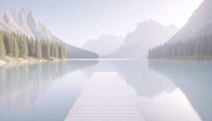 Mountain Lake Pier Landscape
