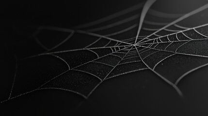 A spider web with dew drops on it.