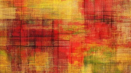 Vibrant Abstract Woven Fabric Pattern with Bold Red and Yellow Tones