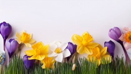 Obraz premium spring flowers border
