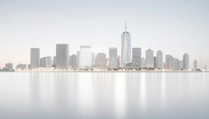 Cityscape Skyline Reflection in Water