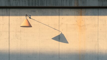 A light fixture casts a shadow on a concrete wall.
