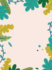 Hand drawn colorful leaves cartoon vector background illustration