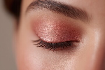 Obraz premium close-up of perfectly blended eyeshadow with touch of mascara on model eyelid