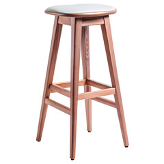 Modern Wooden Bar Stool with Padded Seat on Transparent background