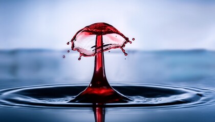 artistic exploration of red drop creating abstract motion in water