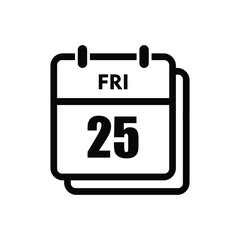 25 friday icon with white background, calender icon