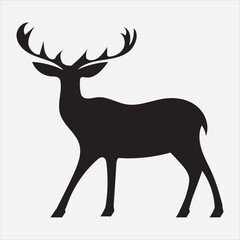 Black Silhouette Deer Icon on White Background