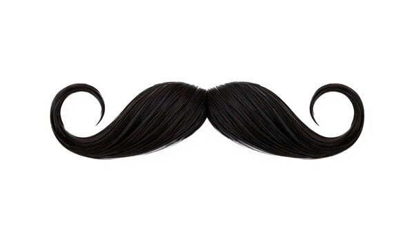 A classic black handlebar moustache with curly ends