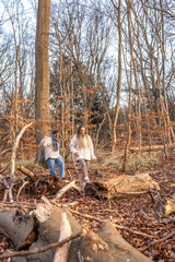 Two women walking in the forest. Forest. Nature. Outdoor recreation.