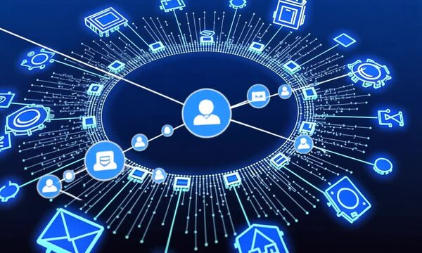Global Network Connection: Digital Data Flow and User Interaction