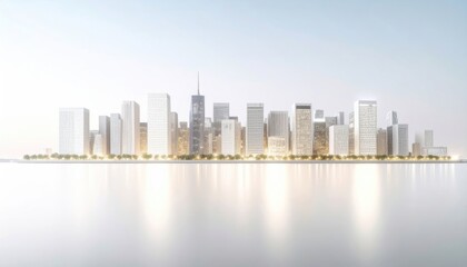 Cityscape Silhouette Against Sky and Water