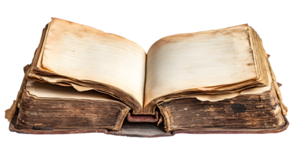 Sacred Open Bible Isolated on Transparent Background with Clipping Path for Designers and Publishers