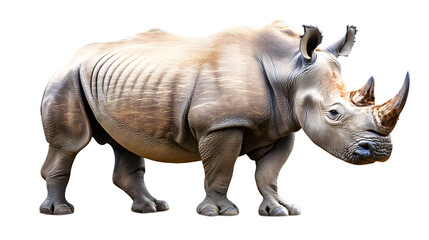 Obraz premium Majestic White Rhinoceros Isolated on Transparent Background for Graphic Projects