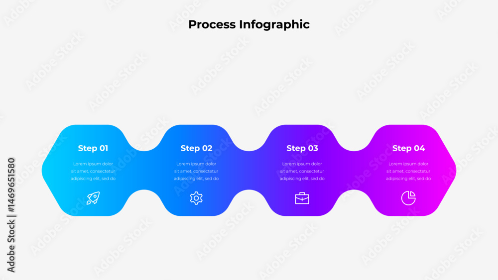 Aufkleber Gradient 4 step Process Infographic with Icons and Descriptive Text