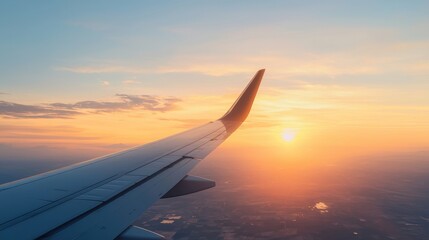 A plane flying through the sky.