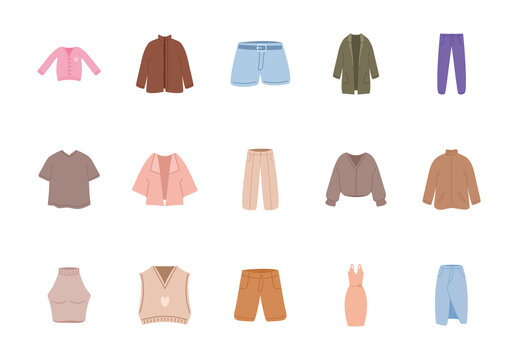 Colorful Fashion Outfit Garments Elements Clothes Set