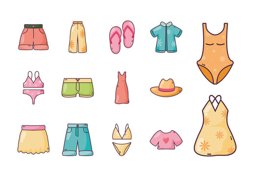 Colorful Beachwear Bikini Swimsuit Outfit Clothes Set