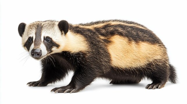 Young Hog Badger on White Background