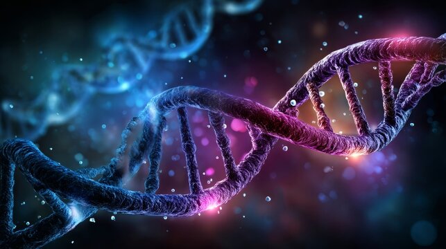 dna helix: microscopic view of genetic code in vibrant 3d render