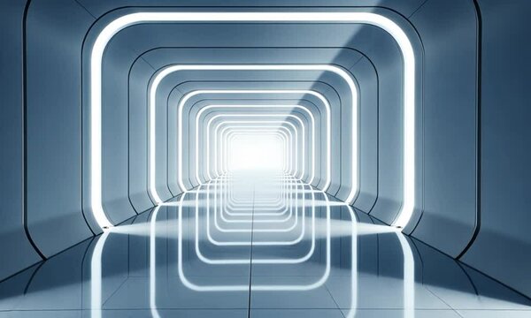 Futuristic Neon Tunnel Architecture Design