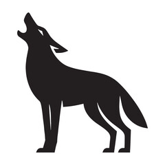 Alert and powerful howling coyote silhouette showcasing wild instincts – howling coyote vector – howling coyote illustration – silhouette of howling coyote

