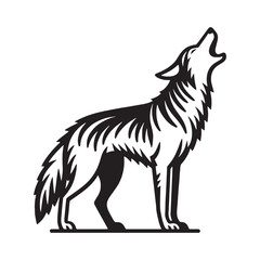 Wild and untamed howling coyote silhouette designed for nature-themed projects – howling coyote vector – howling coyote illustration – silhouette of howling coyote

