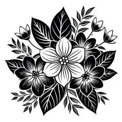 Obraz premium Minimalist Floral Design Silhouette Elegant Black and White Flower Silhouettes for Print and Web