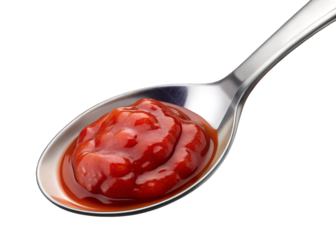 Tomato sauce spoon isolated on a transparent background.