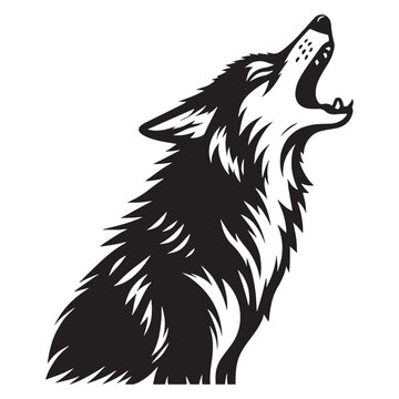 Fierce and bold howling coyote silhouette ideal for wild desert designs &ndash; howling coyote vector &ndash; howling coyote illustration &ndash; silhouette of howling coyote

