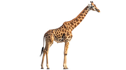 Majestic Full Giraffe on Isolated White Background - Professional Animal Photography