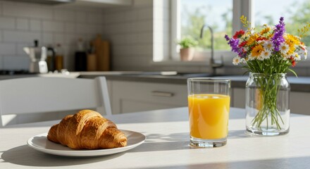 Sunny kitchen breakfast scene