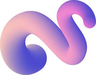 Fototapeta premium Gradient abstract colored shape. 3d wavy fluid line and curved ribbon. Organic design element for dynamic modern poster. Trendy bright squiggles and stroke.