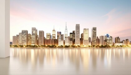 Fototapeta premium City Skyline at Dusk with Reflections