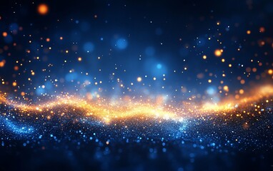 Obraz premium Blue Gold Glitter Wave Sparkle Background