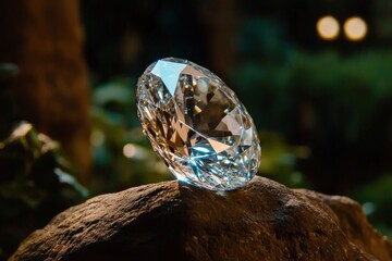 Sparkling diamond on rock