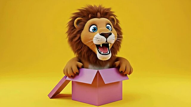 A cute, funny lion cartoon character illustration, a smiling wild cat mammal