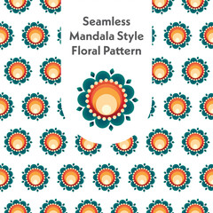 Seamless mandala-inspired floral pattern