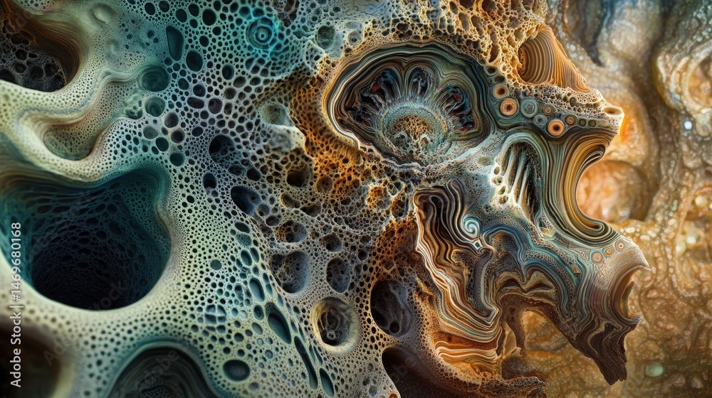 Poster a surreal depiction of artificial intelligence as a digital brain, with intricate patterns and algor