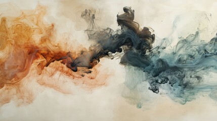 A surreal fluid explosion of colorful ink in water, creating beautiful organic shapes in a soft, ethereal setting