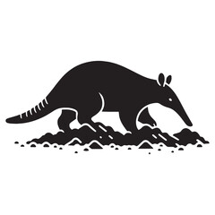 Agile digging aardvark silhouette ideal for showcasing the persistence of wildlife – digging aardvark vector – digging aardvark illustration – silhouette of digging aardvark

