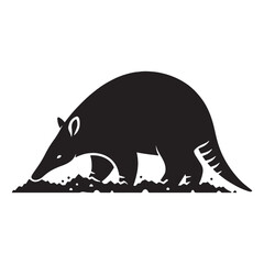 Dynamic digging aardvark silhouette symbolizing wildlife curiosity and perseverance – digging aardvark vector – digging aardvark illustration – silhouette of digging aardvark

