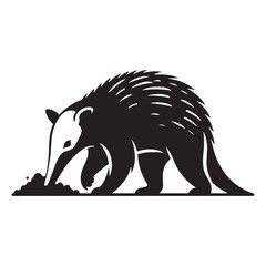 Sleek and persistent digging aardvark silhouette ideal for animal-themed artwork – digging aardvark vector – digging aardvark illustration – silhouette of digging aardvark

