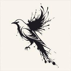Abstract ink splash bird in minimalistic vector style — ideal for eco-friendly, nature-themed logo projects