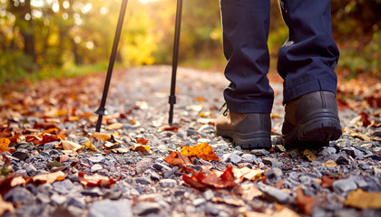 Fototapeta premium Autumn Hike on a Gravel Path