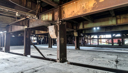 Rusty Metal Beams and Supports in Industrial Interior