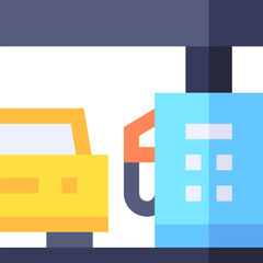 fuel station illustration on a white background     