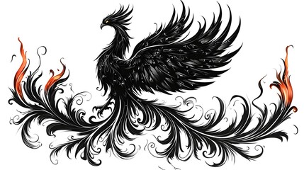 Fototapeta premium Majestic Phoenix Tattoo with Intricate Line Work